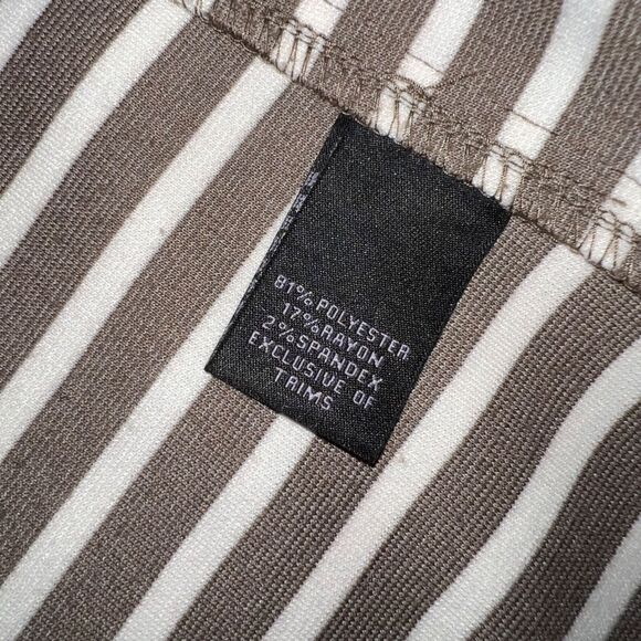 Investments Womens Blazer Suit Jacket Striped Stretch Brown White 18 - Picture 7 of 8